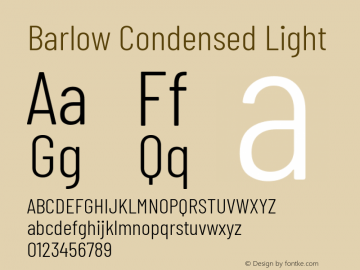 Barlow Condensed Light Version 1.408 Font Sample