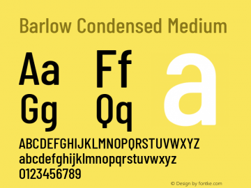 Barlow Condensed Medium Version 1.408 Font Sample