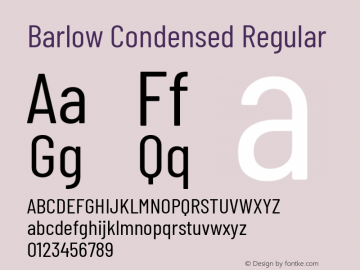 Barlow Condensed Regular Version 1.408 Font Sample