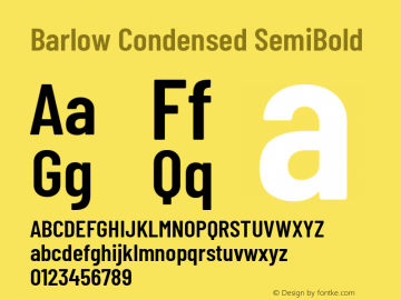 Barlow Condensed SemiBold Version 1.408 Font Sample