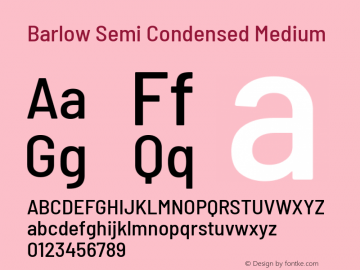 Barlow Semi Condensed Medium Version 1.408 Font Sample