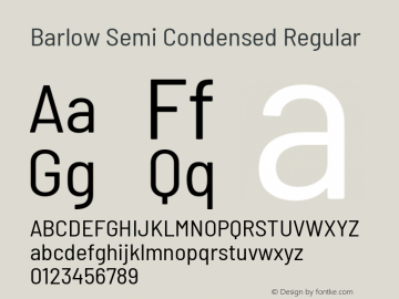 Barlow Semi Condensed Regular Version 1.408 Font Sample