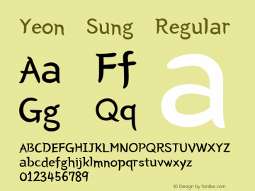 Yeon Sung Regular Version 1.00 Font Sample