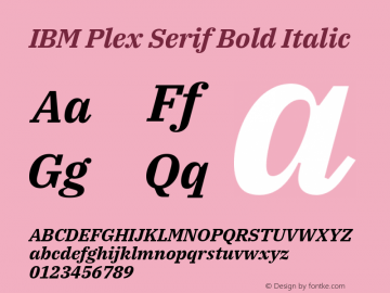 IBM Plex Serif Bold Italic Version 2.5 Font Sample