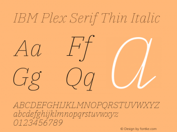 IBM Plex Serif Thin Italic Version 2.5 Font Sample