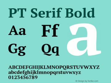 PT Serif Bold Version 1.000W OFL Font Sample