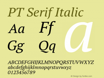 PT Serif Italic Version 1.000W OFL图片样张