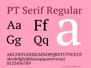 PT Serif Version 1.000W OFL Font Sample