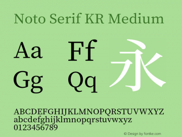 Noto Serif KR Medium Version 1.001;PS 1.001;hotconv 16.6.54;makeotf.lib2.5.65590图片样张