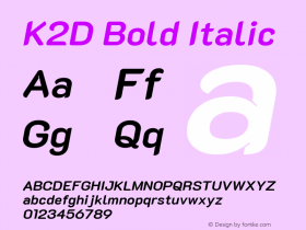 K2D Bold Italic Version 1.000; ttfautohint (v1.6) Font Sample