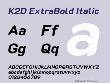 K2D ExtraBold Italic Version 1.000; ttfautohint (v1.6) Font Sample