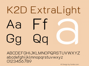 K2D ExtraLight Version 1.000; ttfautohint (v1.6) Font Sample