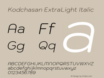 Kodchasan ExtraLight Italic Version 1.000; ttfautohint (v1.6)图片样张