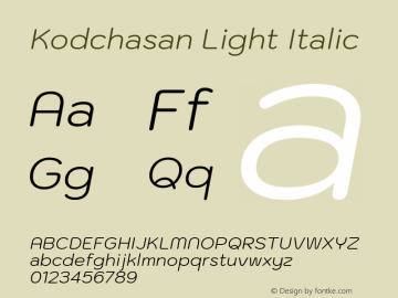 Kodchasan Light Italic Version 1.000; ttfautohint (v1.6) Font Sample