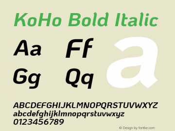 KoHo Bold Italic Version 1.000; ttfautohint (v1.6)图片样张