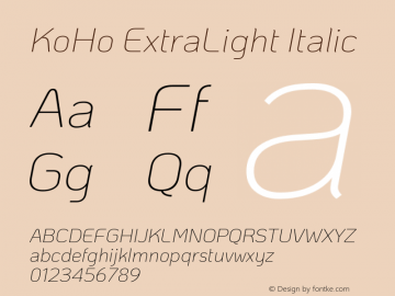 KoHo ExtraLight Italic Version 1.000; ttfautohint (v1.6)图片样张