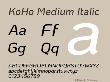 KoHo Medium Italic Version 1.000; ttfautohint (v1.6)图片样张