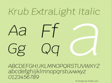 Krub ExtraLight Italic Version 1.000; ttfautohint (v1.6) Font Sample