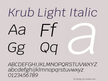 Krub Light Italic Version 1.000; ttfautohint (v1.6) Font Sample
