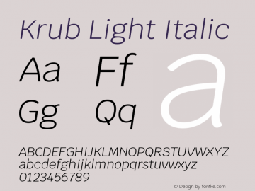 Krub Light Italic Version 1.000; ttfautohint (v1.6)图片样张