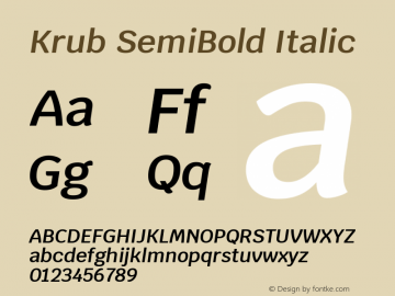 Krub SemiBold Italic Version 1.000; ttfautohint (v1.6) Font Sample