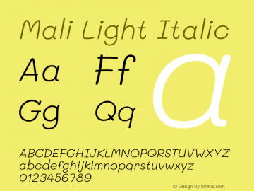 Mali Light Italic Version 1.000; ttfautohint (v1.6) Font Sample