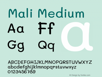 Mali Medium Version 1.000; ttfautohint (v1.6) Font Sample