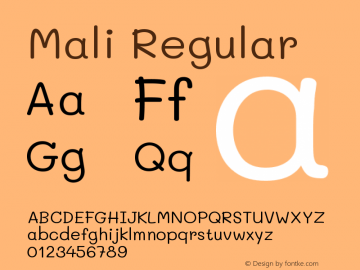 Mali Regular Version 1.000; ttfautohint (v1.6) Font Sample