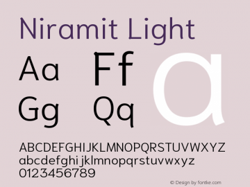 Niramit Light Version 1.000; ttfautohint (v1.6)图片样张