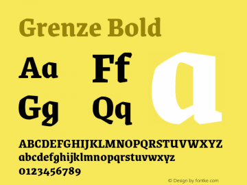 Grenze Bold Version 1.002; ttfautohint (v1.8) Font Sample