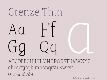 Grenze Thin Version 1.002; ttfautohint (v1.8) Font Sample