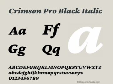Crimson Pro Black Italic Version 1.002 Font Sample
