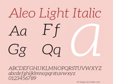 Aleo Light Italic Version 1.302 Font Sample