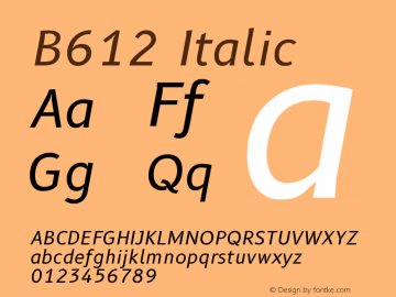 B612 Italic Version 1.008 Font Sample