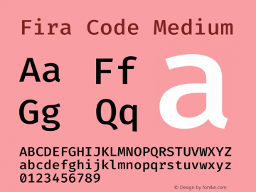 Fira Code Medium Version 1.208 Font Sample