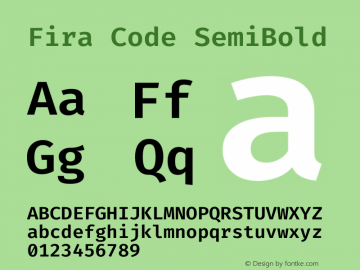 Fira Code SemiBold Version 1.208 Font Sample