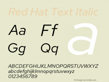 Red Hat Text It Version 1.005; Red Hat Text Italic图片样张