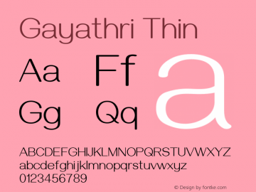 Gayathri Thin Version 1.000 Font Sample