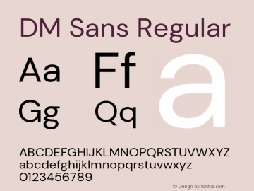 DM Sans Regular Version 1.100; ttfautohint (v1.8.2) Font Sample