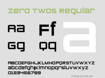 Zero Twos Regular Version 1.00 Font Sample