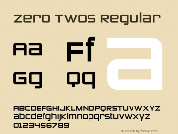 Zero Twos Regular Version 2.0 Font Sample