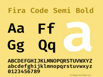 Fira Code Semi Bold Version 1.208 Font Sample