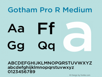 GothamProRMedium Version 001.000 Font Sample