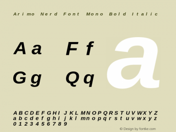 Arimo Bold Italic Nerd Font Complete Mono Version 1.23图片样张