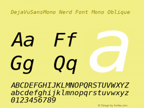 DejaVu Sans Mono Oblique Nerd Font Complete Mono Version 2.37 Font Sample