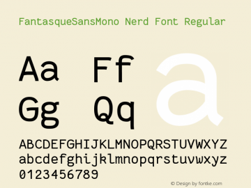 Fantasque Sans Mono Regular Nerd Font Complete Version 1.7.2 ; ttfautohint (v1.4.1.16-c0b8) Font Sample