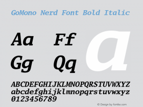 Go Mono Bold Italic Nerd Font Complete Version 2.008; ttfautohint (v1.6)图片样张