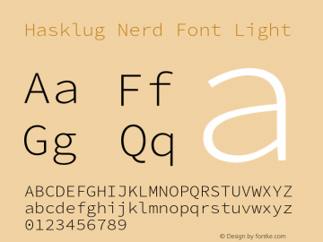 Hasklug Light Nerd Font Complete Version 2.030;PS 1.0;hotconv 16.6.51;makeotf.lib2.5.65220 Font Sample