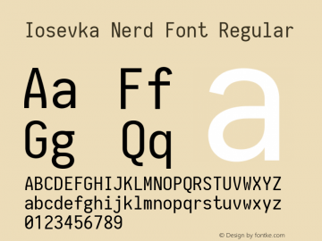 Iosevka Nerd Font Complete 2.1.0; ttfautohint (v1.8.2) Font Sample