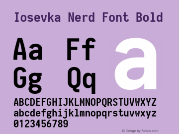 Iosevka Term Bold Nerd Font Complete 2.1.0; ttfautohint (v1.8.2) Font Sample